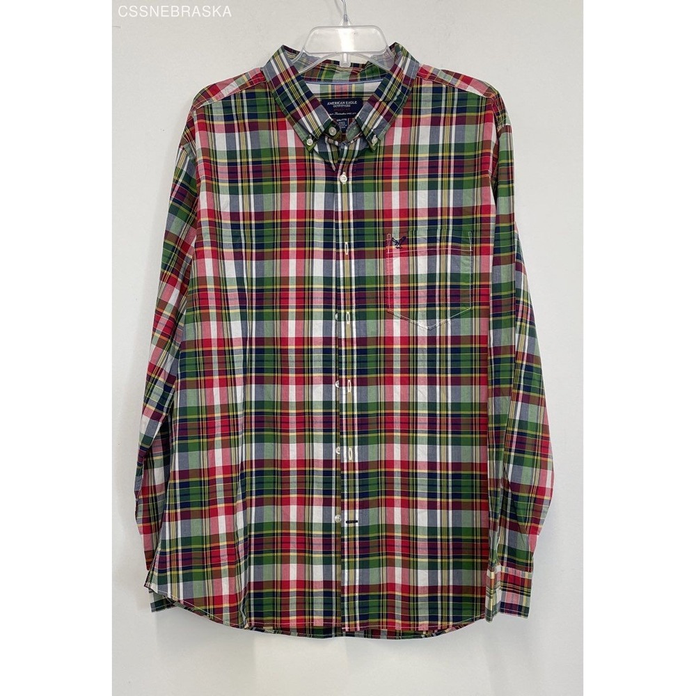 American Eagle Multicolor Plaid 100% Cotton Button Down Shirt‎ - Size XXL